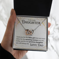 Load image into Gallery viewer, To My Daughter, From Dad - Interlocking Hearts Necklace - JustFamilyThings
