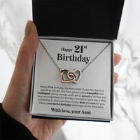 Load image into Gallery viewer, Happy 21st Birthday - From Aunt - Interlocking Hearts Necklace - JustFamilyThings
