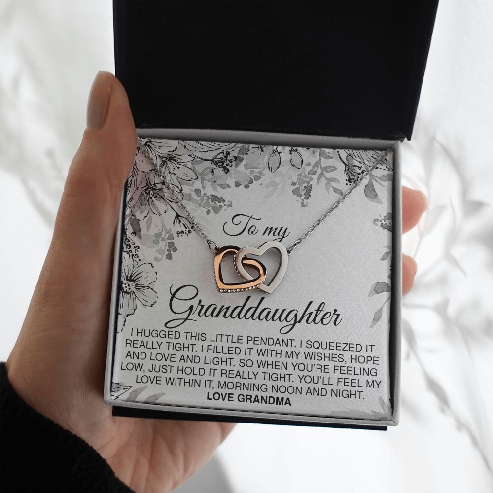 To Granddaughter From Grandma - Interlocking Hearts Necklace - JustFamilyThings