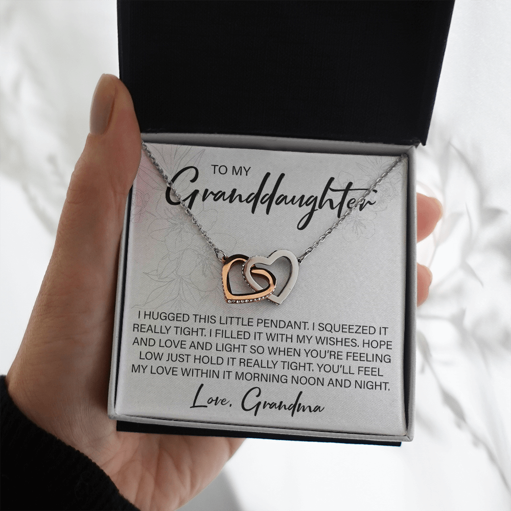 To My Granddaughter From Grandma - Interlocking Hearts Necklace - JustFamilyThings