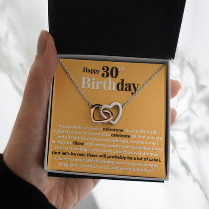 Happy 30th Birthday - Today Marks A Special Milestone - Interlocking Hearts Necklace - JustFamilyThings