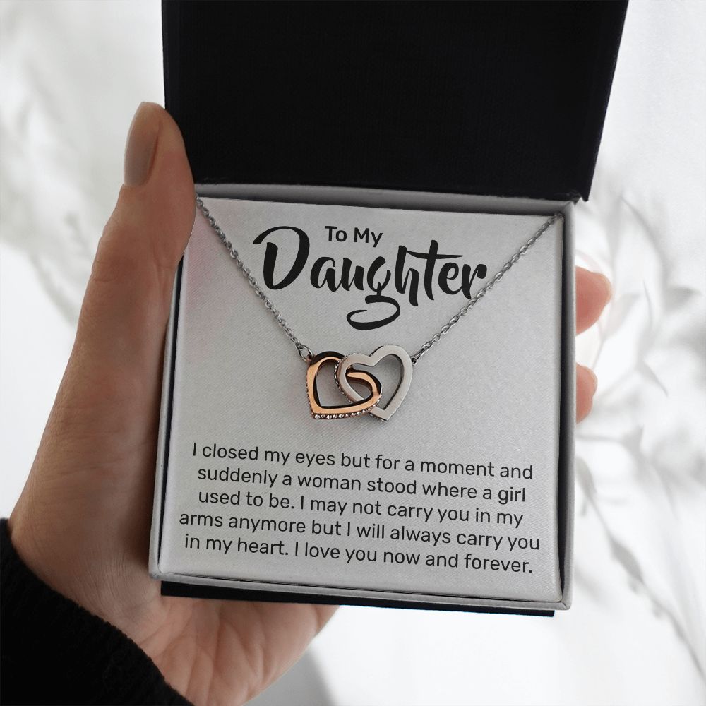 To My Daughter - Interlocking Hearts Necklace - JustFamilyThings