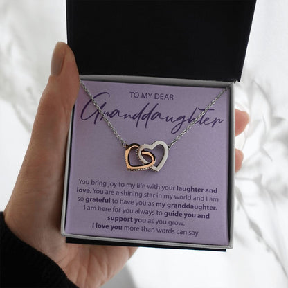 To My Dear Granddaughter - You Bring Joy To My Life - Interlocking Hearts Necklace - JustFamilyThings