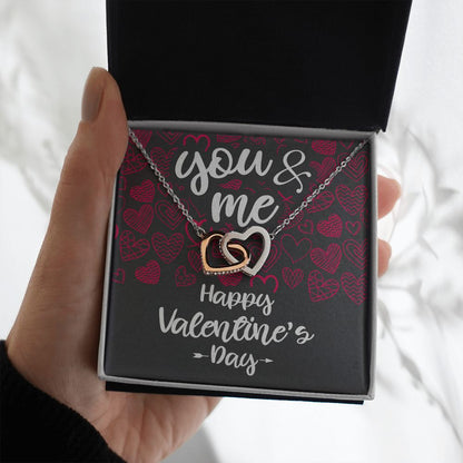 You & Me, Happy Valentine's Day - Interlocking Hearts Necklace - JustFamilyThings