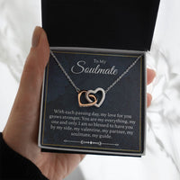 Load image into Gallery viewer, To My Soulmate - With Each Passing Day - Interlocking Hearts Necklace - JustFamilyThings
