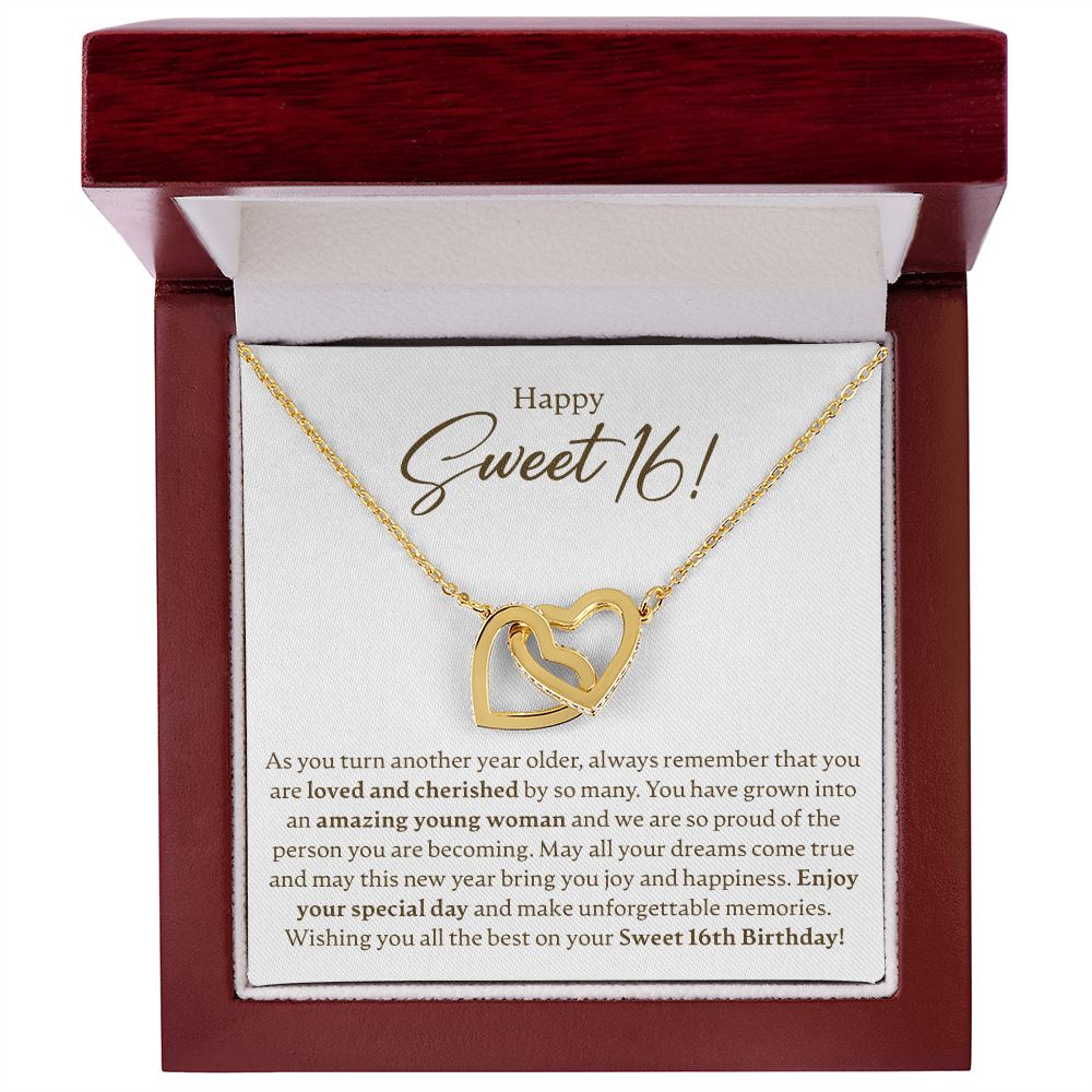 Happy Sweet 16 - Interlocking Hearts Necklace - JustFamilyThings