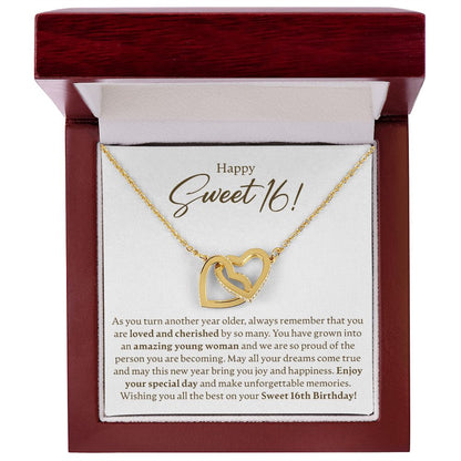 Happy Sweet 16 - Interlocking Hearts Necklace - JustFamilyThings