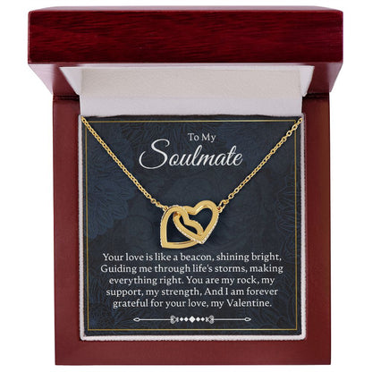 To My Soulmate - Your Love Is Like A Beacon - Interlocking Hearts Necklace - JustFamilyThings