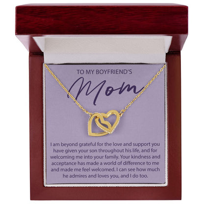 To My Boyfriends Mom - I Am Beyond Grateful - Interlocking Hearts Necklace - JustFamilyThings