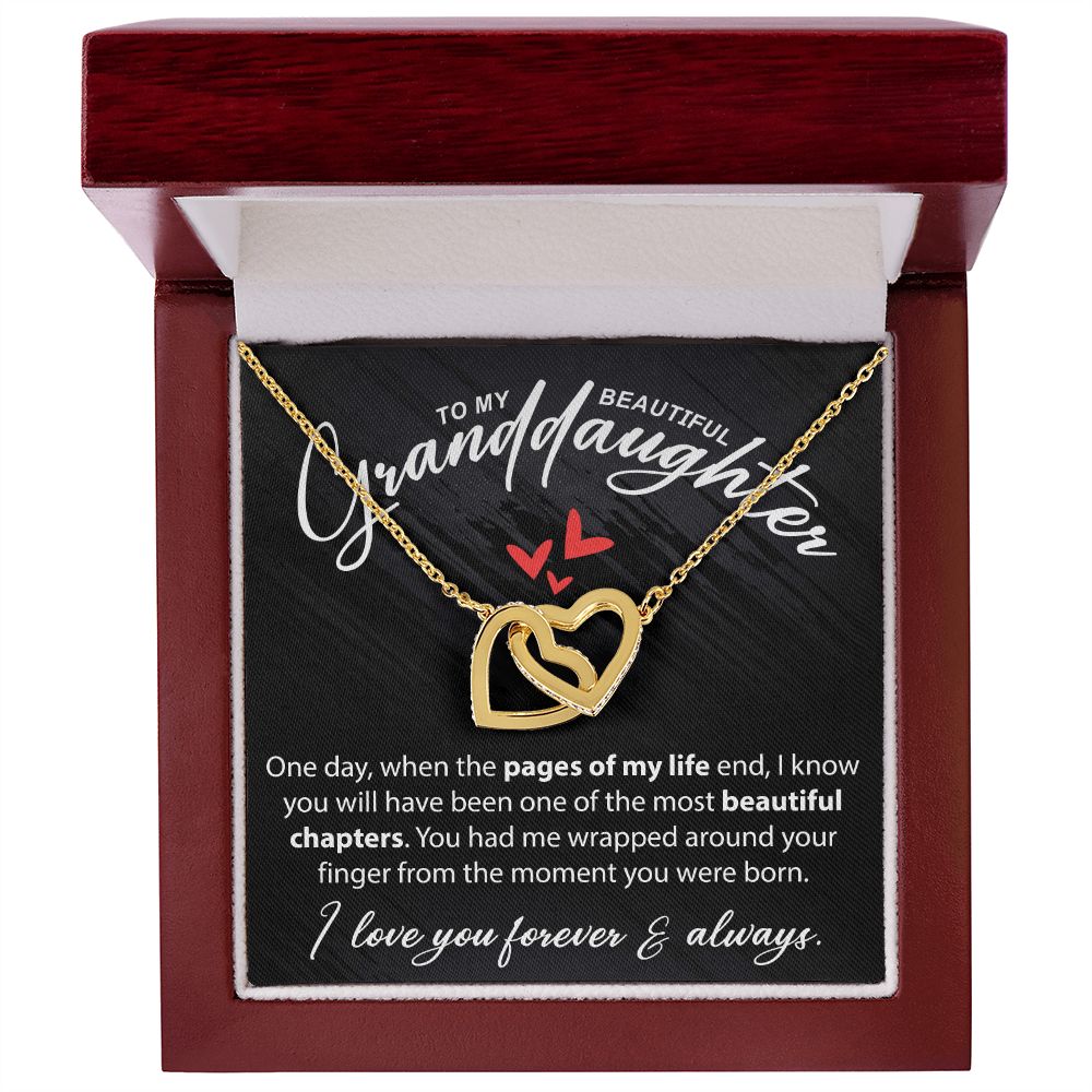 To My Beautiful Granddaughter - When The Pages Of My Life End - Interlocking Hearts Necklace - JustFamilyThings