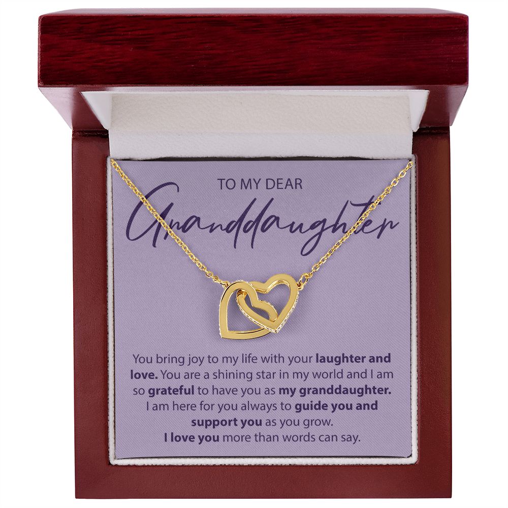 To My Dear Granddaughter - You Bring Joy To My Life - Interlocking Hearts Necklace - JustFamilyThings