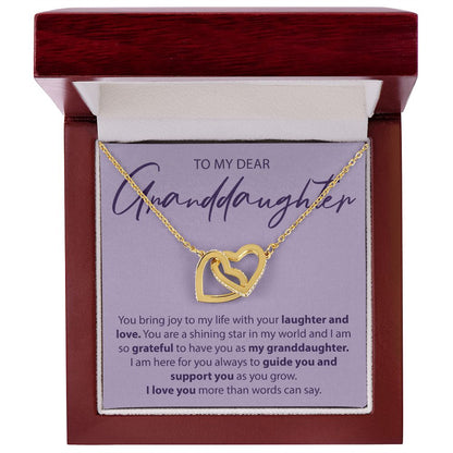 To My Dear Granddaughter - You Bring Joy To My Life - Interlocking Hearts Necklace - JustFamilyThings