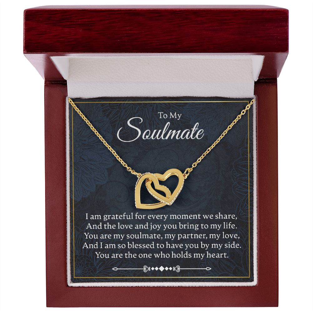 To My Soulmate - I Am Grateful For Every Moment - Interlocking Hearts Necklace - JustFamilyThings