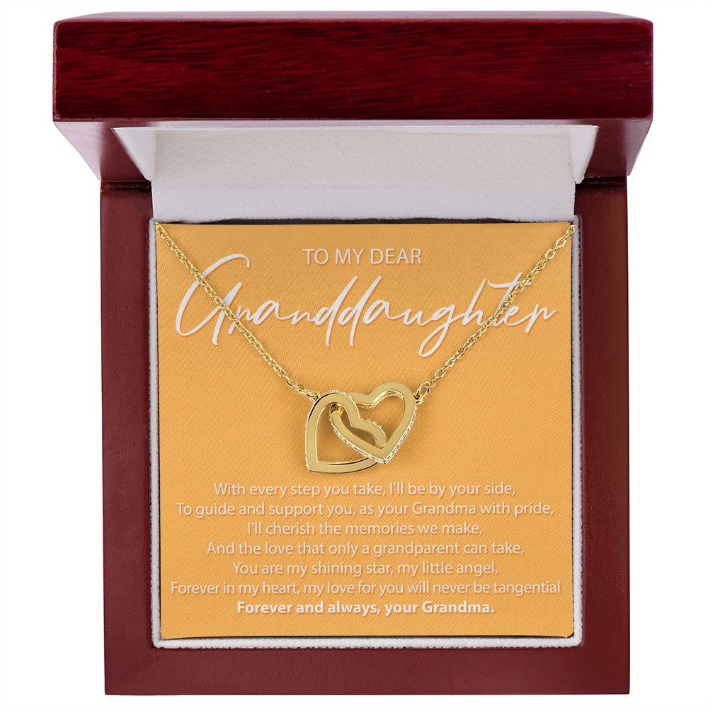 To My Dear Granddaughter - With Every Step You Take - Interlocking Hearts Necklace - JustFamilyThings