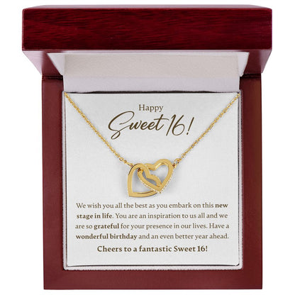 Happy Sweet 16 - We Wish You All The Best - Interlocking Hearts Necklace - JustFamilyThings