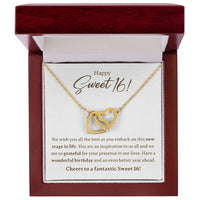 Load image into Gallery viewer, Happy Sweet 16 - We Wish You All The Best - Interlocking Hearts Necklace - JustFamilyThings

