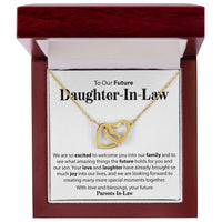 Load image into Gallery viewer, To Our Future Daughter In Law - We Are So Excited - Interlocking Hearts Necklace - JustFamilyThings
