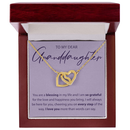 To My Dear Granddaughter - You Are A Blessing - Interlocking Hearts Necklace - JustFamilyThings