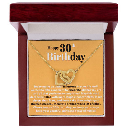 Happy 30th Birthday - Today Marks A Special Milestone - Interlocking Hearts Necklace - JustFamilyThings