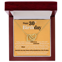 Load image into Gallery viewer, Happy 30th Birthday - Today Marks A Special Milestone - Interlocking Hearts Necklace - JustFamilyThings
