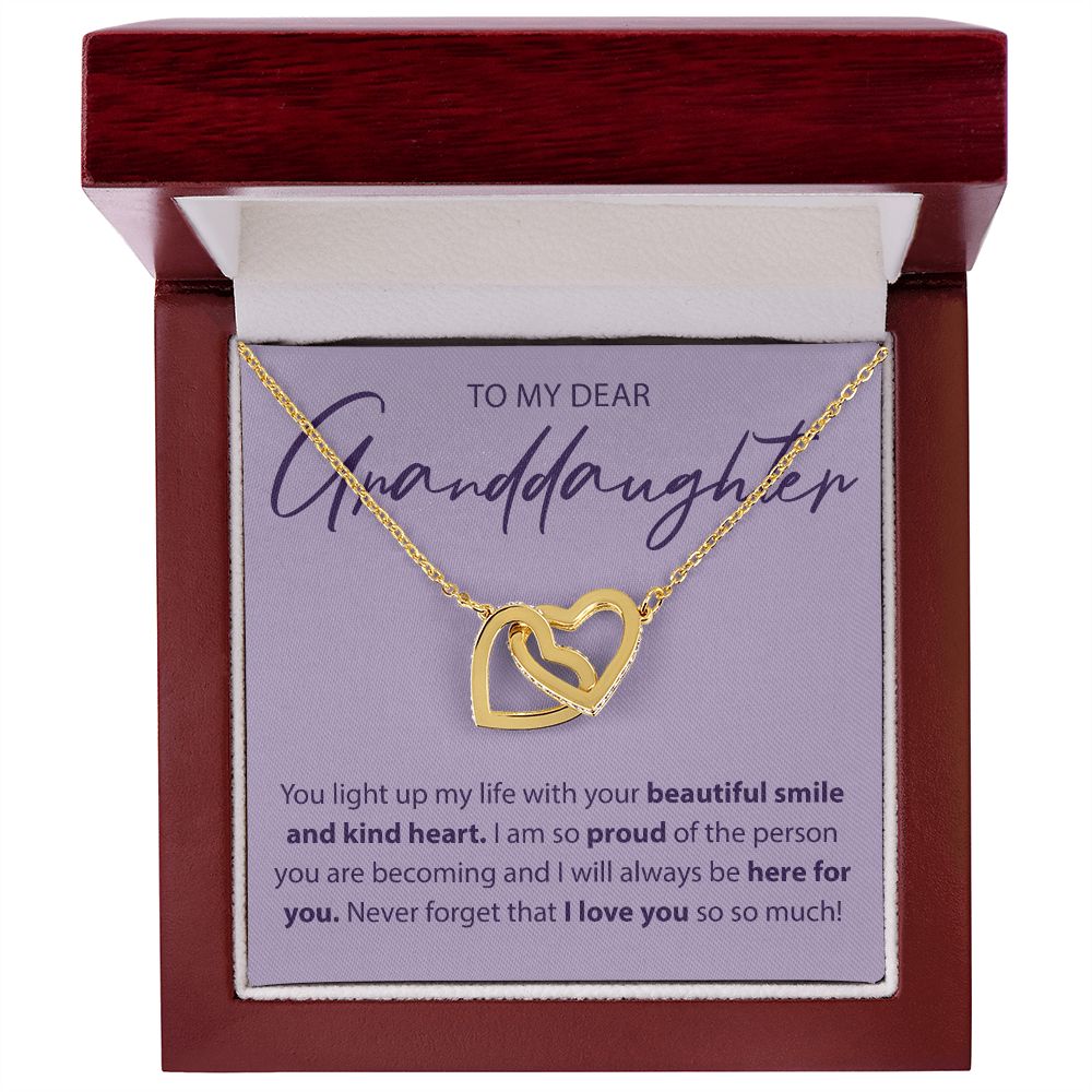 To My Dear Granddaughter - You Light Up My Life - Interlocking Hearts Necklace - JustFamilyThings