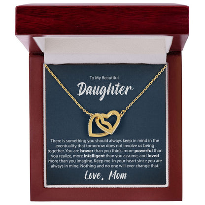 To My Daughter From Mom - Interlocking Hearts Necklace - JustFamilyThings