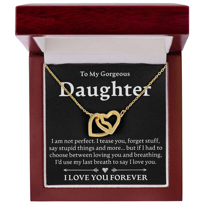To My Gorgeous Daughter - Interlocking Hearts Necklace - JustFamilyThings