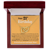 Load image into Gallery viewer, Happy 21st Birthday - Today Is A Day To Celebrate - Interlocking Hearts Necklace - JustFamilyThings
