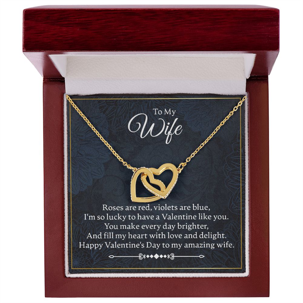 To My Wife - I'm So Lucky - Interlocking Hearts Necklace - JustFamilyThings