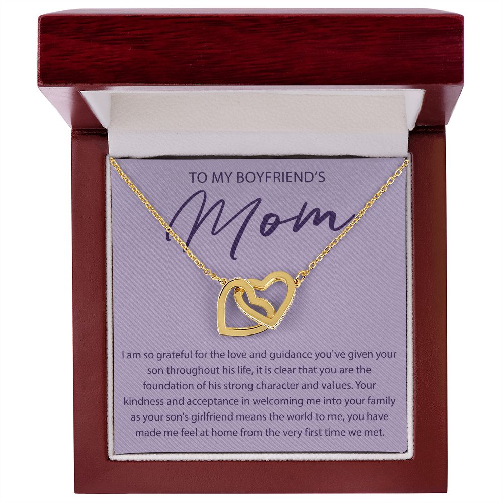 To My Boyfriends Mom - I Am So Grateful - Interlocking Hearts Necklace - JustFamilyThings