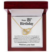 Load image into Gallery viewer, Happy 21st Birthday - From Aunt - Interlocking Hearts Necklace - JustFamilyThings
