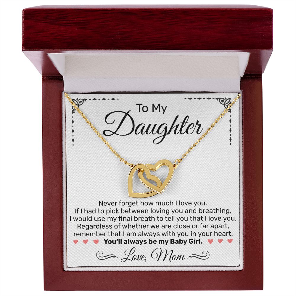To My Daughter From Mom - Interlocking Hearts Necklace - JustFamilyThings