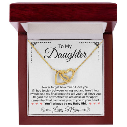 To My Daughter From Mom - Interlocking Hearts Necklace - JustFamilyThings