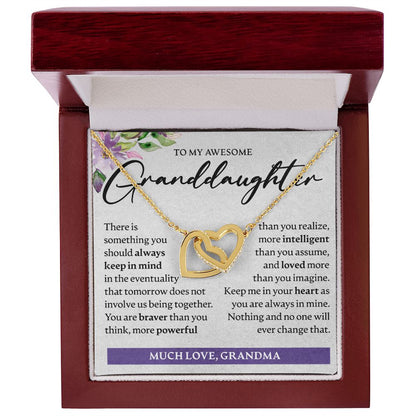 To My Awesome Granddaughter - Interlocking Hearts Necklace - JustFamilyThings