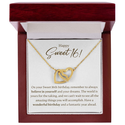 Happy Sweet 16 - Have A Wonderful Birthday - Interlocking Hearts Necklace - JustFamilyThings