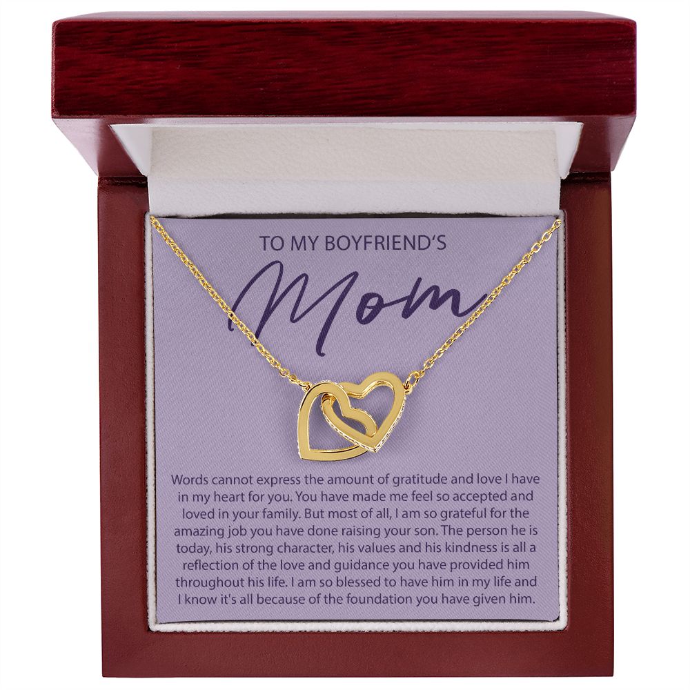 To My Boyfriends Mom - Word Cannot Express My Gratitude - Interlocking Hearts Necklace - JustFamilyThings