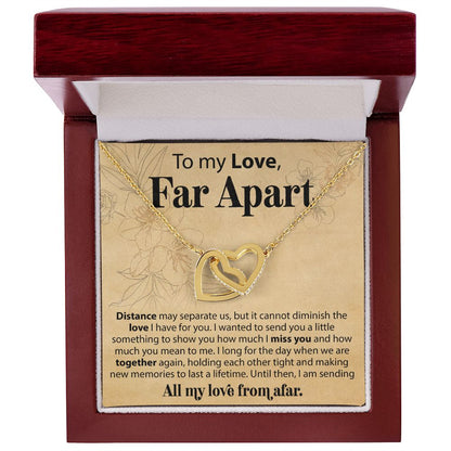 To My Love Across The Miles - Distance May Separate Us - Interlocking Hearts Necklace - JustFamilyThings