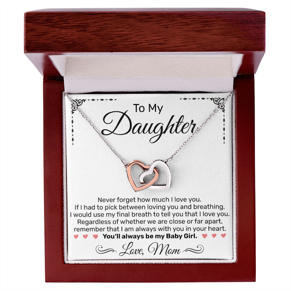 To My Daughter From Mom - Interlocking Hearts Necklace - JustFamilyThings