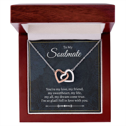To my soulmate - you're my love - Interlocking Hearts Necklace - JustFamilyThings