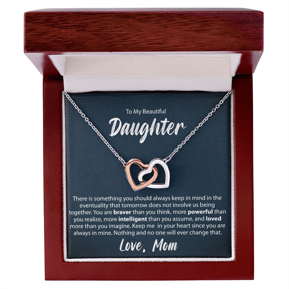To My Daughter From Mom - Interlocking Hearts Necklace - JustFamilyThings
