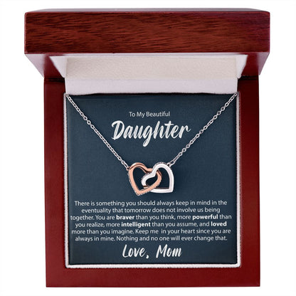 To My Daughter From Mom - Interlocking Hearts Necklace - JustFamilyThings