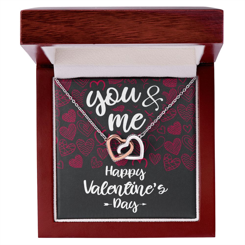 You & Me, Happy Valentine's Day - Interlocking Hearts Necklace - JustFamilyThings