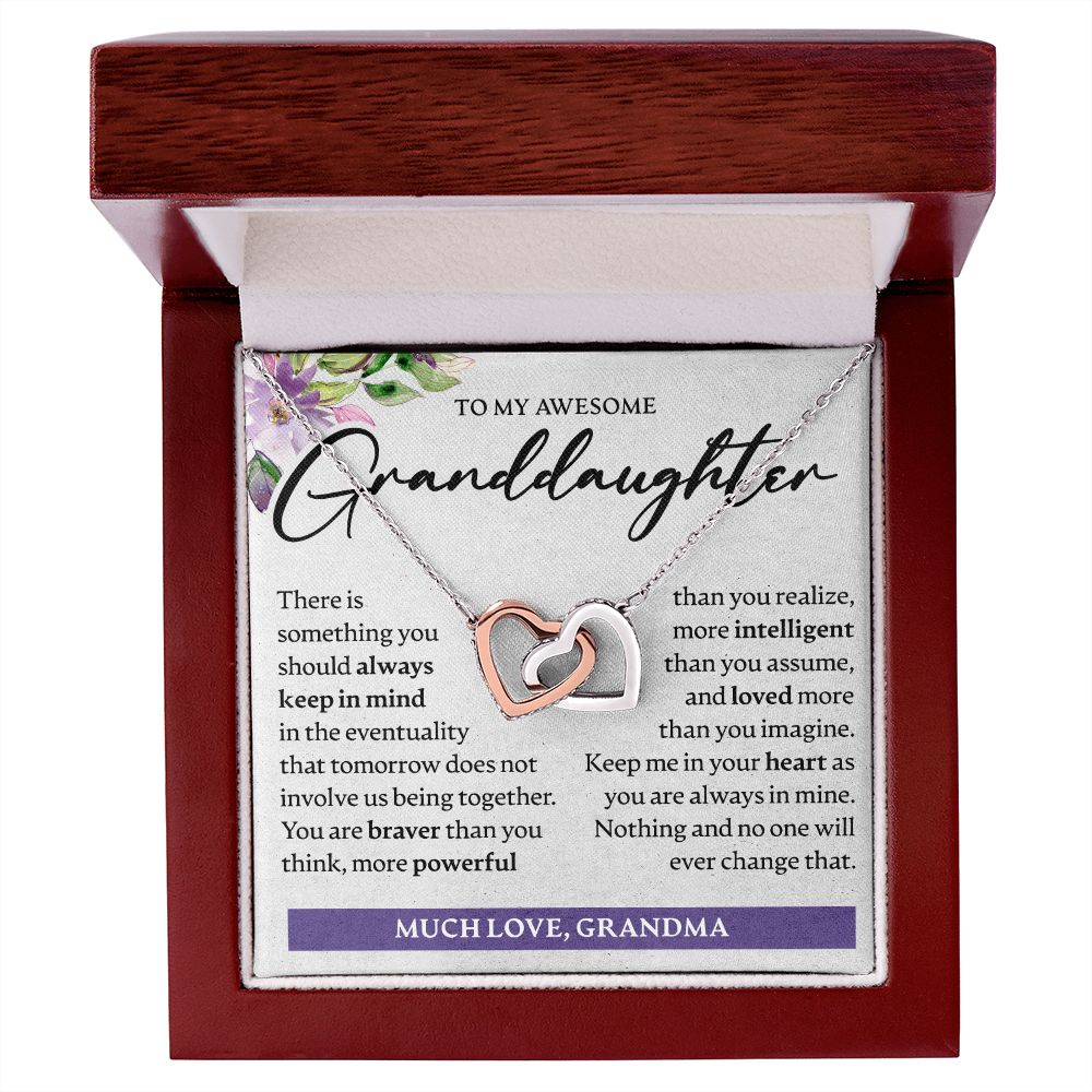 To My Awesome Granddaughter - Interlocking Hearts Necklace - JustFamilyThings