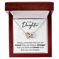Load image into Gallery viewer, To My Daughter - You Are Loved - Interlocking Hearts Necklace - JustFamilyThings
