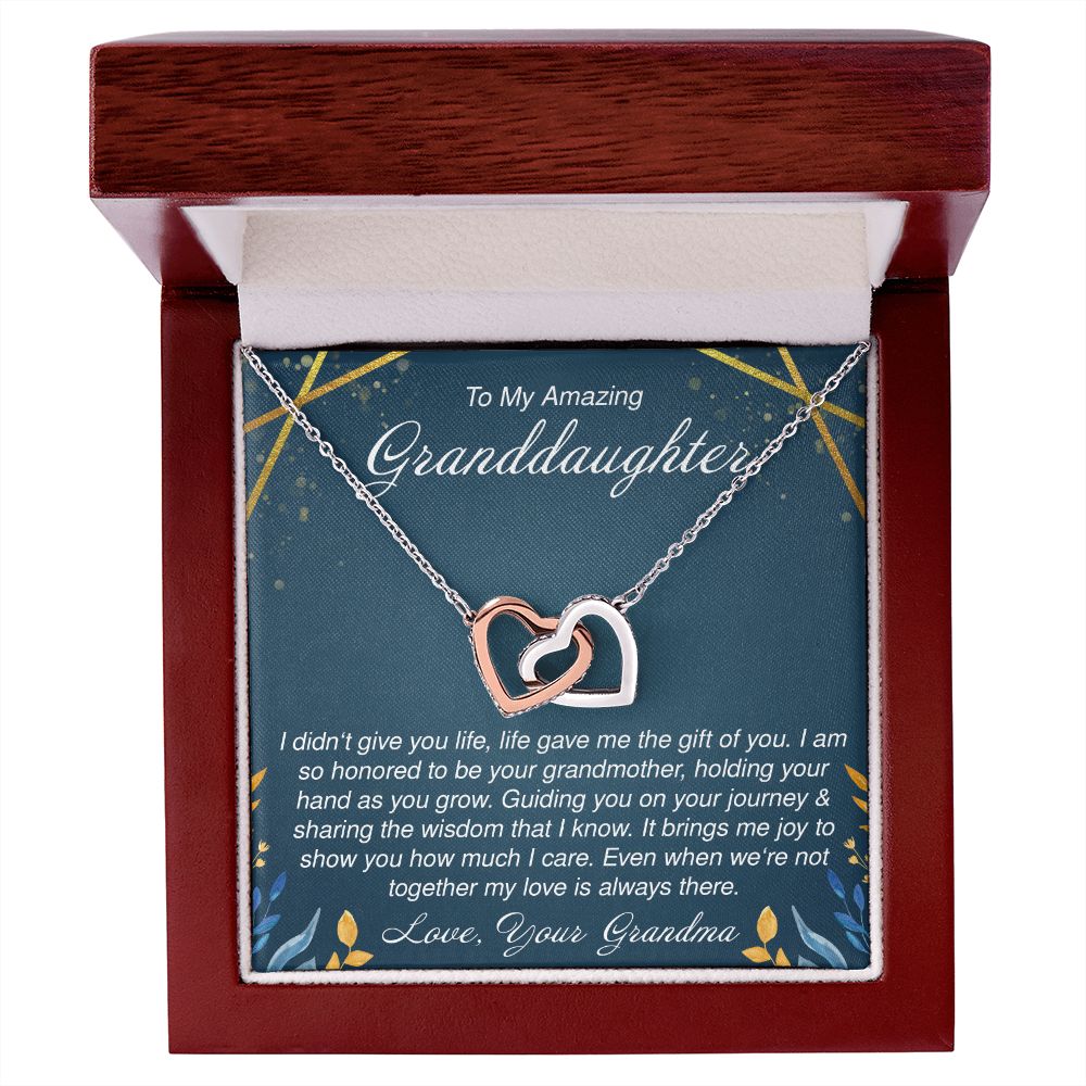 To My Amazing Granddaughter - Interlocking Hearts Necklace - JustFamilyThings