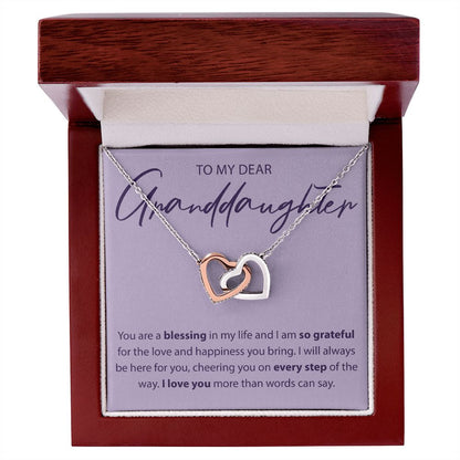 To My Dear Granddaughter - You Are A Blessing - Interlocking Hearts Necklace - JustFamilyThings