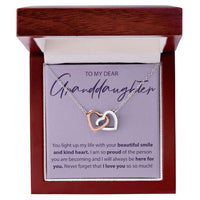 Load image into Gallery viewer, To My Dear Granddaughter - You Light Up My Life - Interlocking Hearts Necklace - JustFamilyThings
