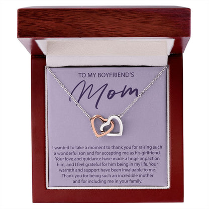 To My Boyfriends Mom - I Wanted To Take A Moment - Interlocking Hearts Necklace - JustFamilyThings