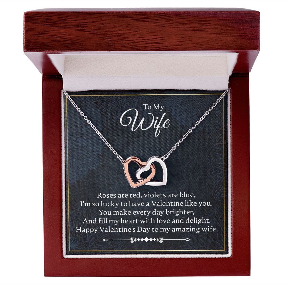 To My Wife - I'm So Lucky - Interlocking Hearts Necklace - JustFamilyThings