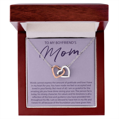 To My Boyfriends Mom - Word Cannot Express My Gratitude - Interlocking Hearts Necklace - JustFamilyThings